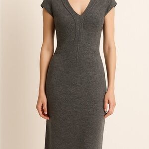 Banana Republic Elegant Wool Gray V-Neck Bodycon Dress